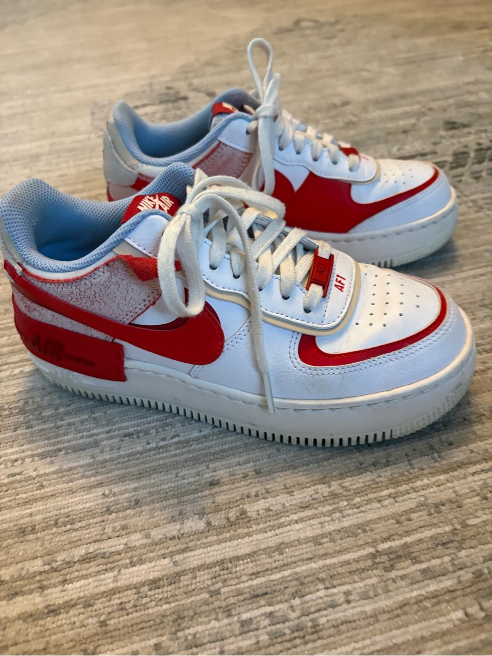 Nike White and Red Low-Top Sneakers